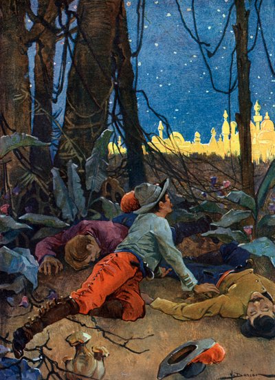 Darstellung von El Dorado (El Dorado oder Eldorado), einer legendären Goldstadt, die im 16. und 17. Jahrhundert Europäer anzog und zur Zeit der Eroberung der Neuen Welt durch die Konquistadoren im 16. Jahrhundert entstand (Der Mythos von El Dora von Henri-Gaston Darien