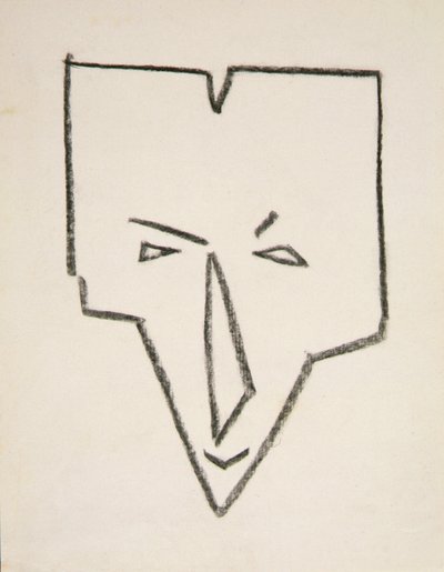 Etnikai maszk fej (fekete kréta papíron) alkotó: Henri Gaudier-Brzeska