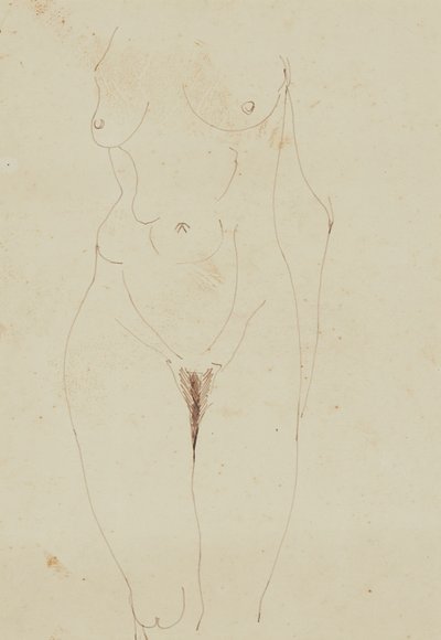 Női akt torzó (toll és tinta papíron) alkotó: Henri Gaudier-Brzeska