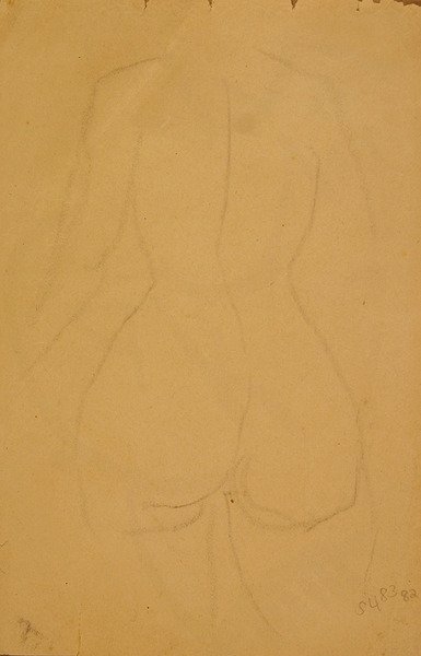 Félhosszú női akt (fekete kréta papíron) alkotó: Henri Gaudier-Brzeska