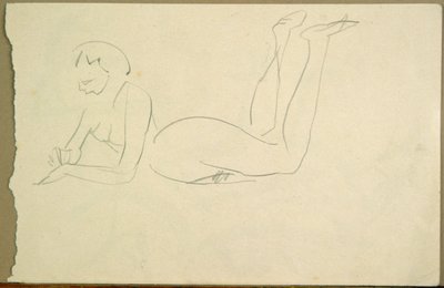 Meztelen lány feküdt a padlón (tinta papíron) alkotó: Henri Gaudier-Brzeska