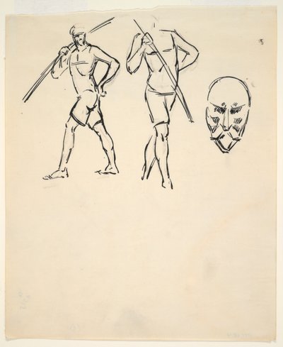 Vázlatlap [Két figura és stilizált fej] alkotó: Henri Gaudier-Brzeska