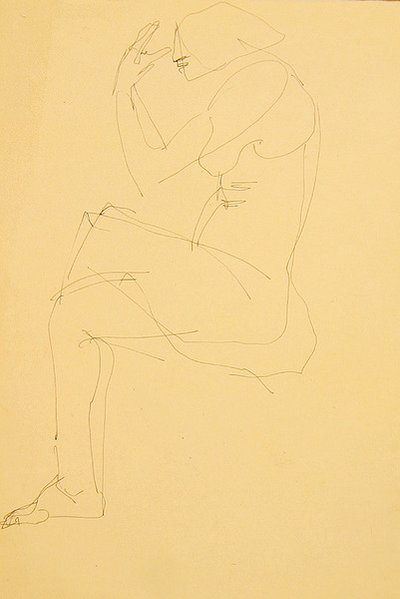 Sophie meztelenül, ülve, keresztbe tett lábakkal alkotó: Henri Gaudier Brzeska