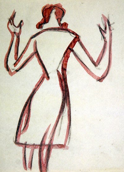 Nő hátulról, felemelt karokkal alkotó: Henri Gaudier-Brzeska