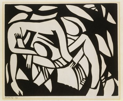 Birkózók, 1914 körül (linómetszet) alkotó: Henri Gaudier-Brzeska