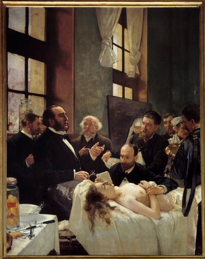 Dr. Jules Emile (Jules-Emile) Pean (1830-1898) a Saint Louis-i Kórházban tanítja a hajók becsípődésének felfedezését vagy a „műtét előtt”” Henri Gervex (1852-1929) festménye 1887 V. 2,42x1,88 m Párizs, Orsay Múzeum – Dr. Emile Jules (Jules-Emi alkotó: Henri Gervex