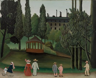 Kilátás a Montsouris Parkra, a kioszkra, valószínűleg 1908-1910 alkotó: Henri J.F. 1844-1910 Rousseau