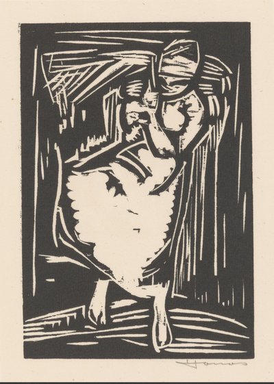 Nő, aki egy táskát a hátán alkotó: Henri Jonas (signed by artist)