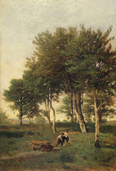 Táj két tűzifát cipelő fiúval, 1894 alkotó: Henri-Joseph Harpignies