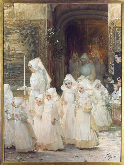 Fiatal lányok körmenete a bérmálás napján, L"hopital de Beaune, 1906 alkotó: Henri Jules Jean Geoffroy