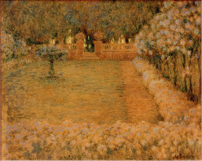 A fehér kert alkonyatkor Gerberoyban alkotó: Henri Le Sidaner