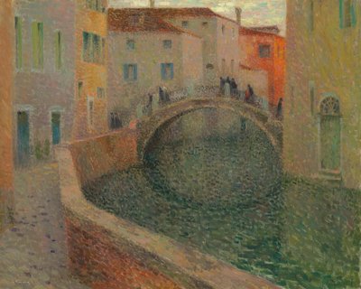 A kis csatorna, szürke este, Velence, 1907. alkotó: Henri Le Sidaner