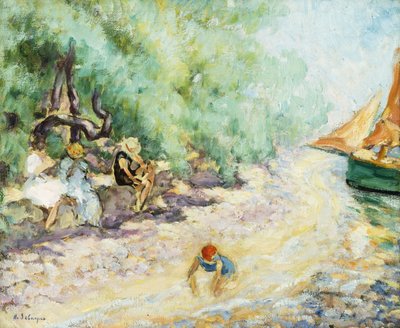 Fürdőzők a folyó partján; Fürdőzők a folyónál, alkotó: Henri Lebasque