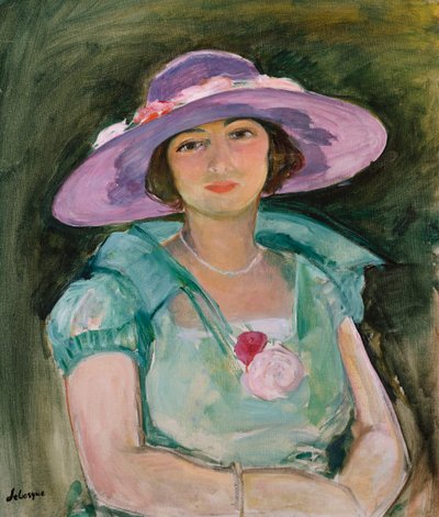 Marthe Lebasque portréja lila kalapban, 1925-26 alkotó: Henri Lebasque
