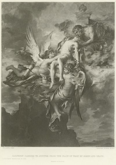 Sarpedon, akit az Alvás és a Halál a trójai síkságról a Jupiterhez visz (mélynyomás) alkotó: Henri Leopold Levy