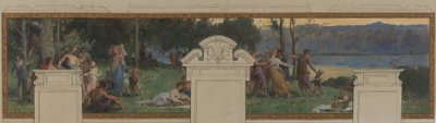 A pantini városháza vázlata: Fête champêtre (mennyezet és falpanel): Az Ourcq-csatorna, a munka és a hajózás allegóriái. alkotó: Henri Leopold Levy