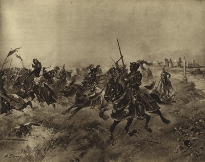 Spurs-csata, 1513 (mélynyomás) alkotó: Henri Louis Dupray