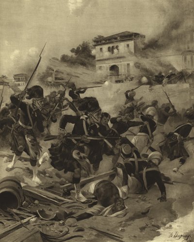 Lucknow domborműve, 1858 (mélynyomás) alkotó: Henri Louis Dupray