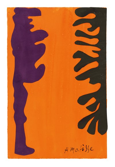 Fekete és lila arabeszkek narancssárga háttéren alkotó: Henri Matisse