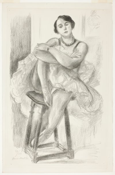 Táncos egy zsámolyon ülve, a Tíz táncosból alkotó: Henri Matisse
