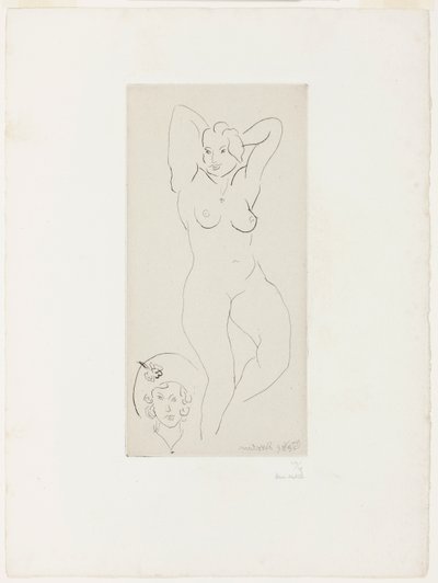 Felemelt karú női akt és női fej alkotó: Henri Matisse