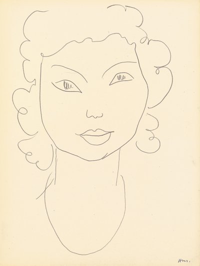 Fej, göndör haj (zsírkréta, papír) alkotó: Henri Matisse
