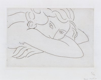 Fekvő akt feje és karjai (metszet) alkotó: Henri Matisse