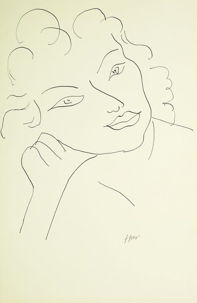 Fiatal nő feje (toll és fekete tinta, papír) alkotó: Henri Matisse