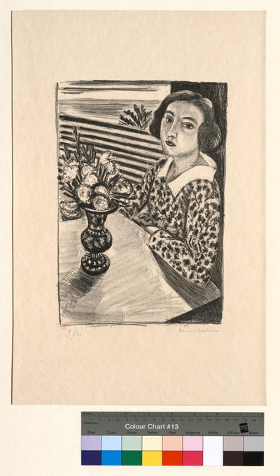 Ülő fiatal lány virágcsokorral alkotó: Henri Matisse