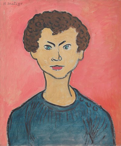 Portré göndör hajjal, tengerészkék pulóverrel alkotó: Henri Matisse