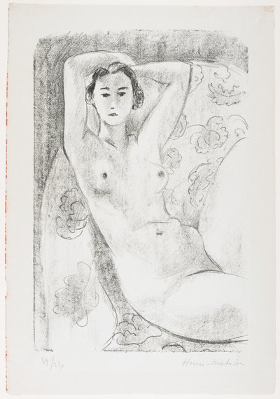 Ülő akt karosszékben virágos díszítéssel alkotó: Henri Matisse