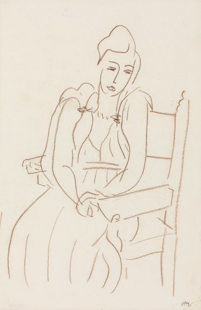 Ülő nő (barna viaszkréta papírra) alkotó: Henri Matisse