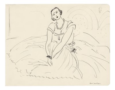 Ülő nő teljes szoknyás ruhában alkotó: Henri Matisse