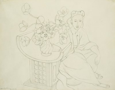 Ülő nő tulipános vázával alkotó: Henri Matisse