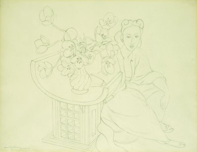 Ülő nő tulipános vázával alkotó: Henri Matisse