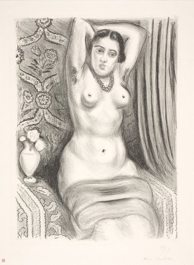Ülő női aktmodell, hátul összefont karokkal (odaliszk) alkotó: Henri Matisse