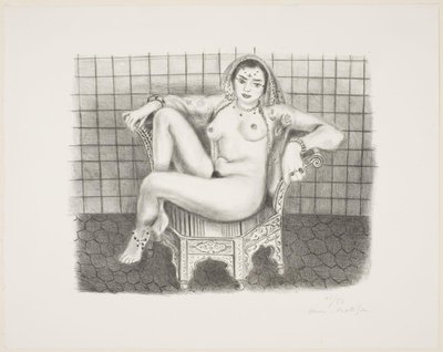 Fiatal hindu, meztelenül ül egy széken alkotó: Henri Matisse