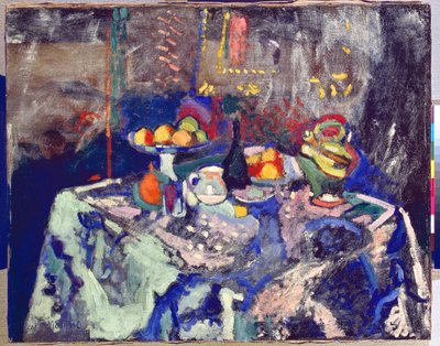 Váza, üveg és gyümölcs, 1906 körül (olaj, vászon) alkotó: Henri Matisse