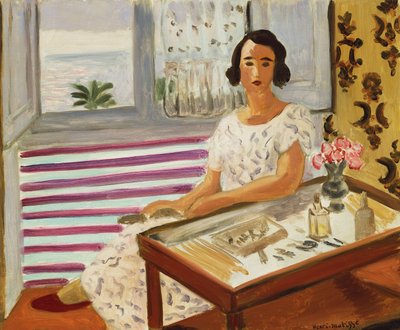 Nő az öltözőasztalánál ülve alkotó: Henri Matisse