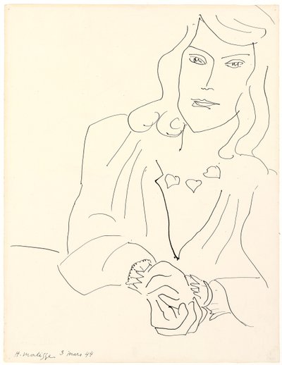 Női fej nyaklánccal alkotó: Henri Matisse