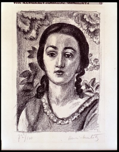 Fiatal lány barna fürtökkel alkotó: Henri Matisse