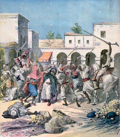 Egy francia kollaboráns meggyilkolása, Marokkó, 1891. alkotó: Henri Meyer