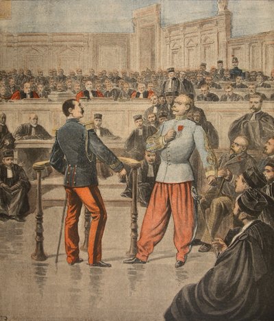 Henry ezredes és Picquart alezredes felszólal az Assisses Court előtt, illusztráció a „Le Petit Journal: Supplement illustre” című folyóiratból, 1898. február 27. alkotó: Henri Meyer