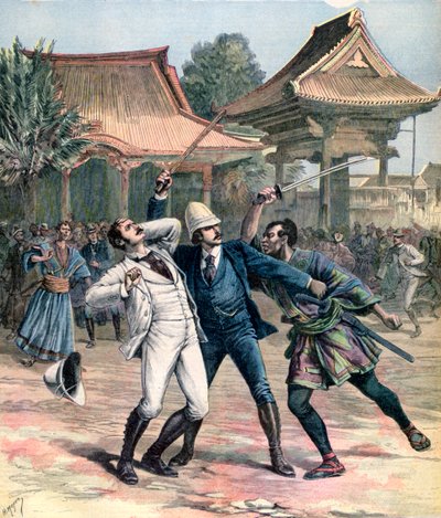 Sikertelen merénylet az orosz Tsarevics Miklós ellen, Otsu, Japán, 1891 alkotó: Henri Meyer