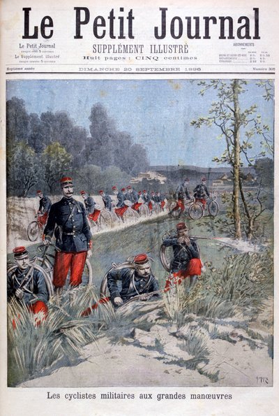 Francia kerékpáros társaság katonai manővereken, 1896 alkotó: Henri Meyer