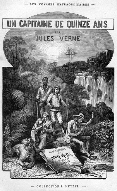 Frontipiece Jules Verne „A tizenöt éves kapitány” című könyvéből, Hetzel-kiadás/ Rendkívüli utazások, 1878 alkotó: Henri Meyer