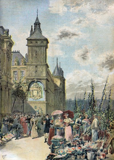 Párizsi virágpiac alkotó: Henri Meyer