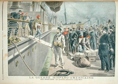 Az első foglyok Key Westben a spanyol-amerikai háború alatt, a Le Petit Journal 1898. május 8-i számából. alkotó: Henri Meyer