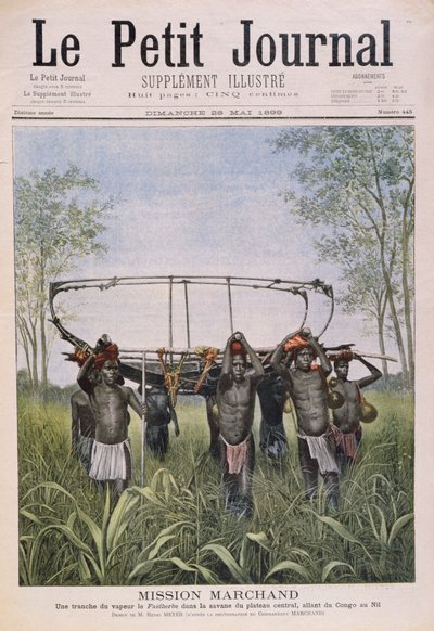 A Marchand Misszió Kongóból a Nílusba utazik, a Le Petit Journalból, 1899. május 28. alkotó: Henri Meyer