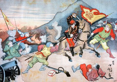 Egy japán tiszt elvette a kínai zászlót, 1894 alkotó: Henri Meyer